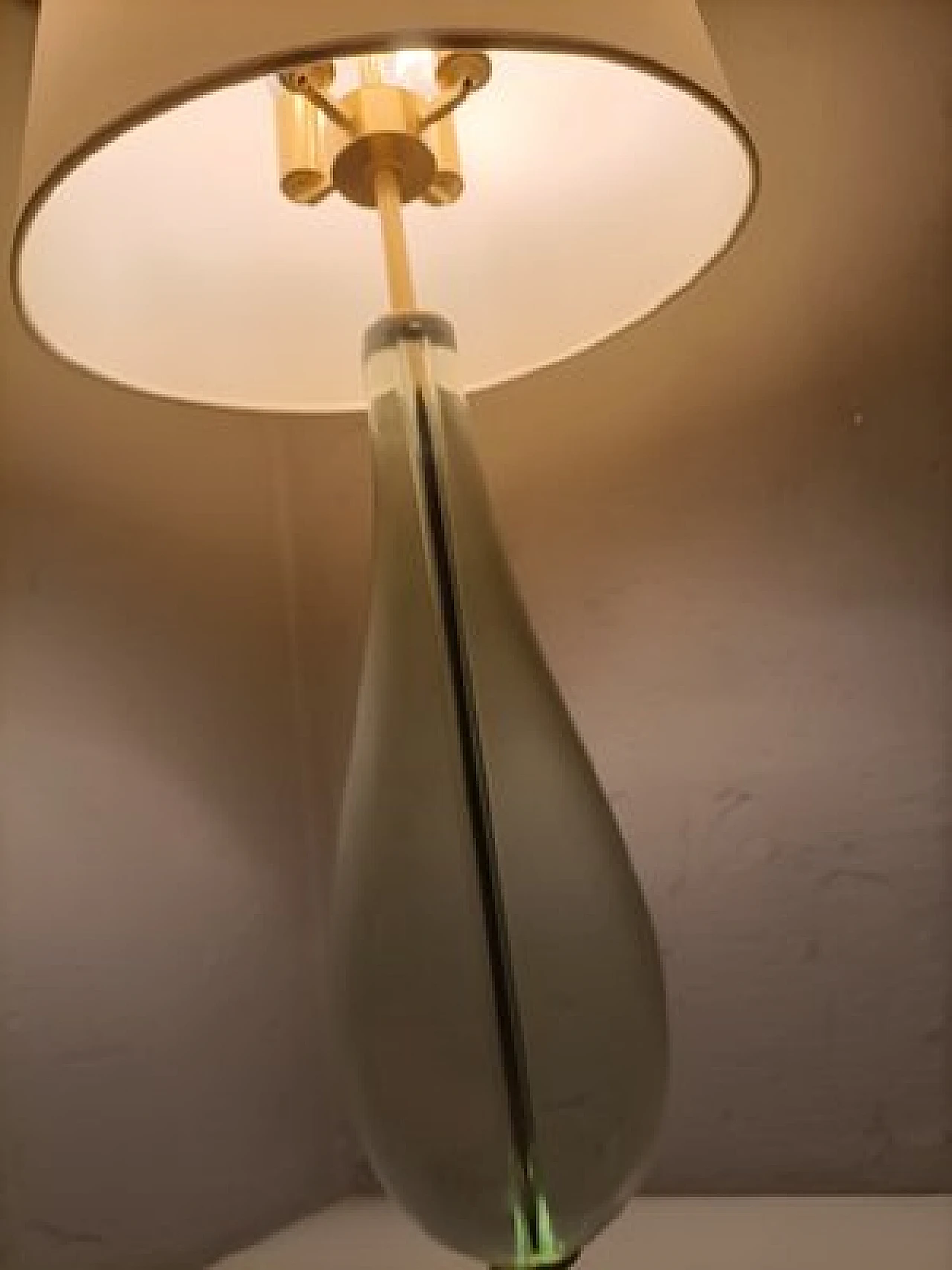 Glass & brass table lamp by Max Ingrand for Fontana Arte, 1950s 11