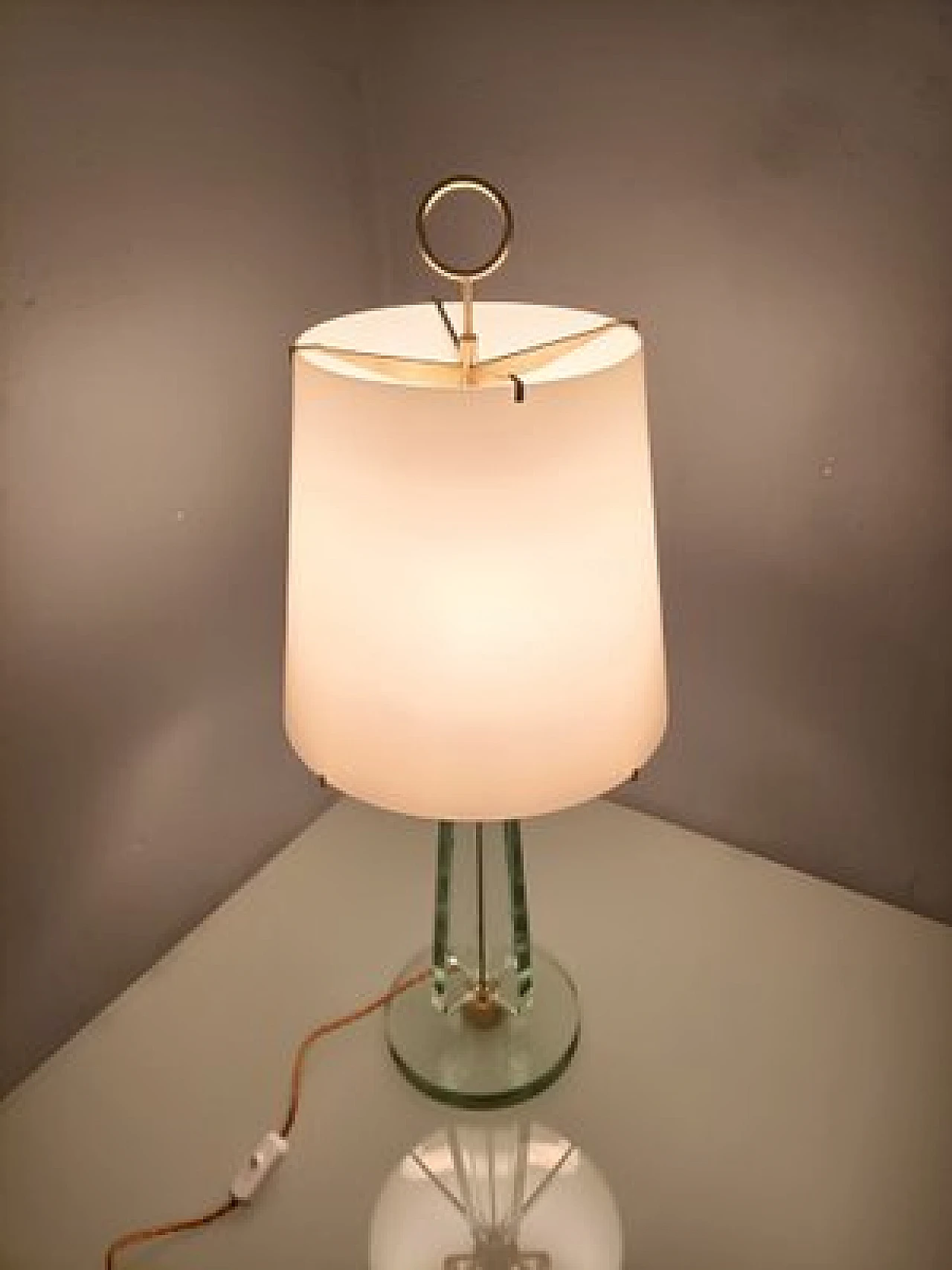 Lampada da tavolo in vetro di M. Ingrand per Fontana Arte, anni '50 13