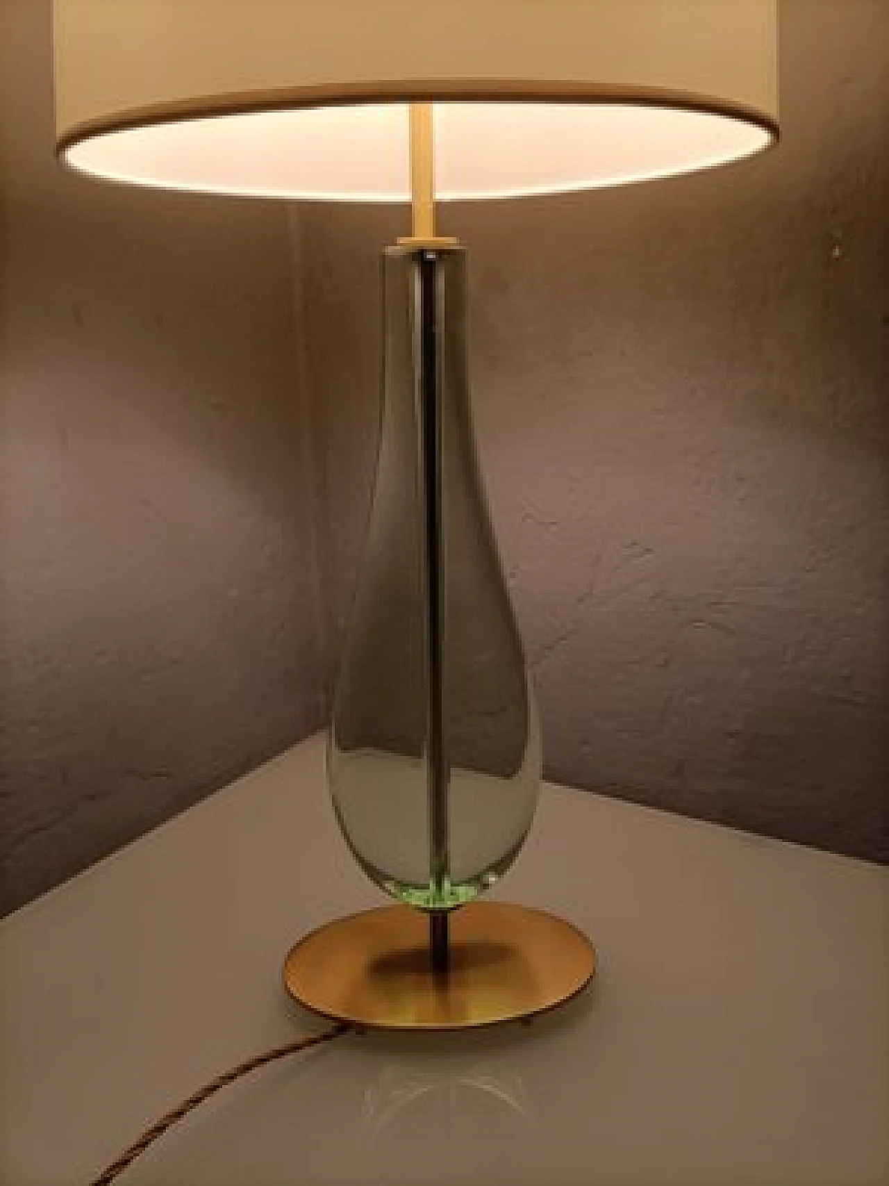 Glass & brass table lamp by Max Ingrand for Fontana Arte, 1950s 12