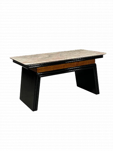 Tavolino in legno e marmo nello stile di Osvaldo Borsani, anni '40