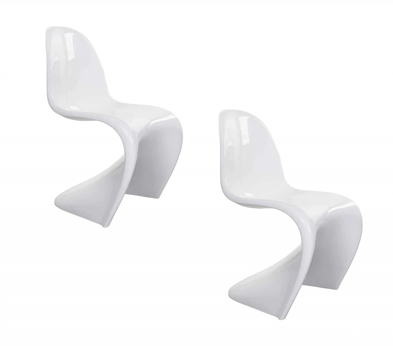 Pair of S chairs in white fiberglass by Verner Panton for Vitra, 1980s 8