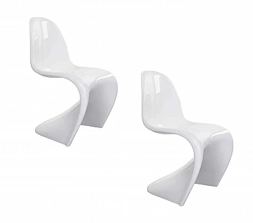 Pair of S chairs in white fiberglass by Verner Panton for Vitra, 1980s