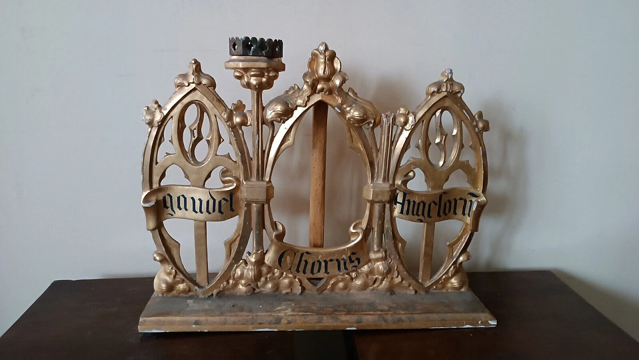 3 Neo-Gothic gilded wood altar candelabra, first half of 19th century 5