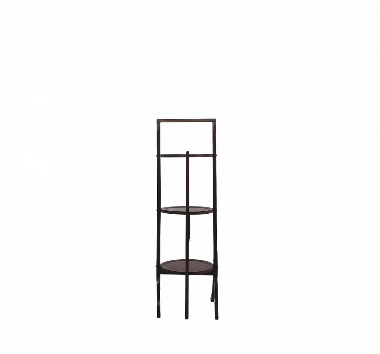 Folding valet stand with shelves in mahogany 10