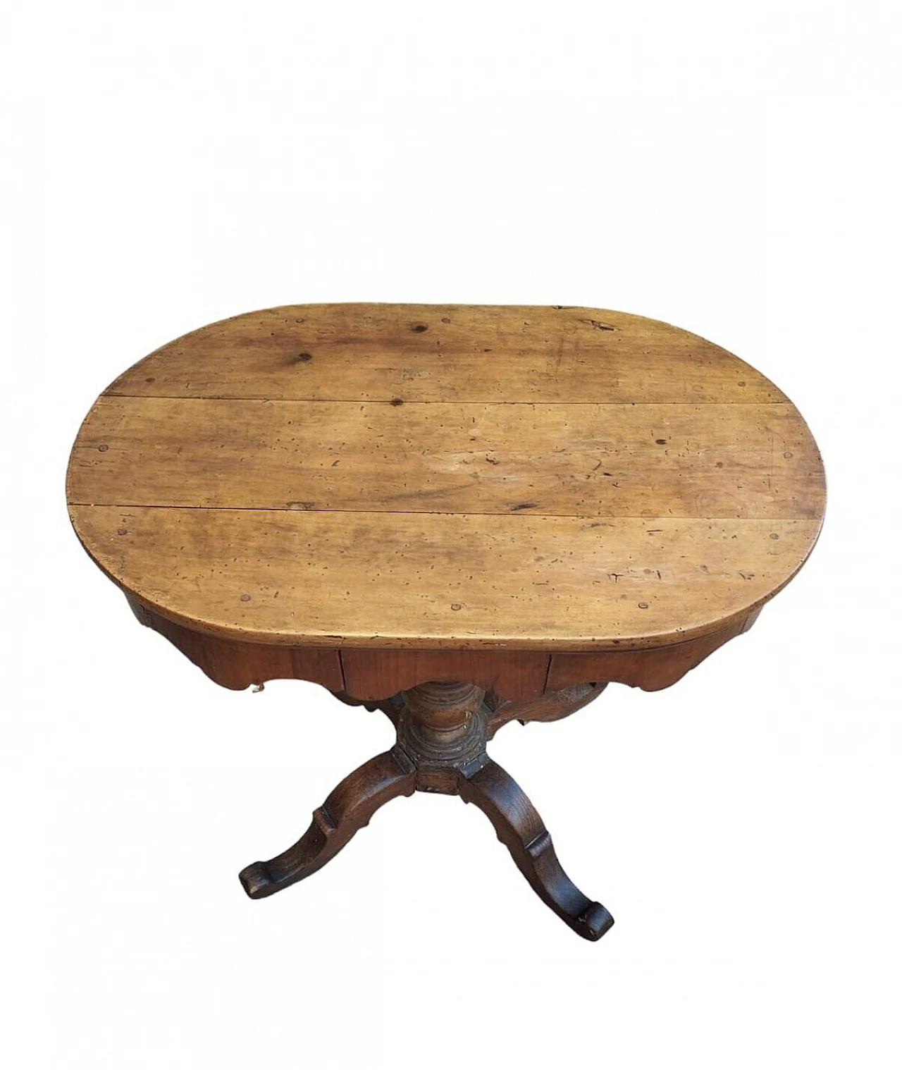 Tuscan oval cherry wood and walnut coffee table, 19th century 13