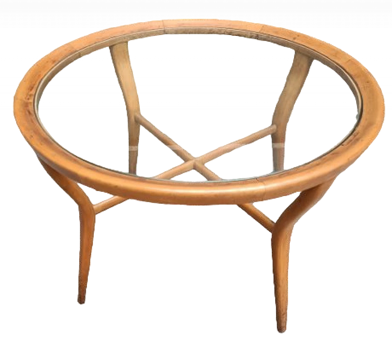 Round coffee rable in wood & glass by Cesare Lacca, 1950s 4