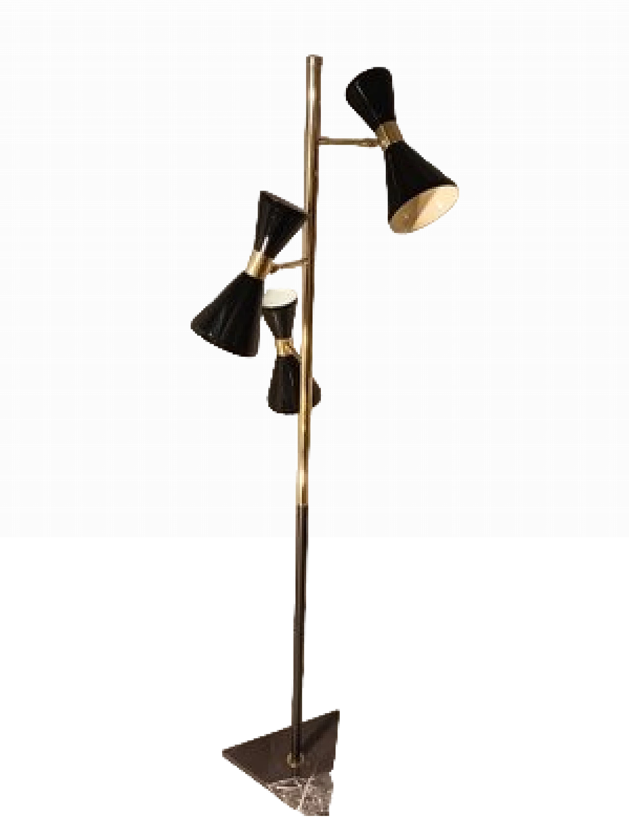 Adjustable floor lamp in brass with black marble base, 2000s 4