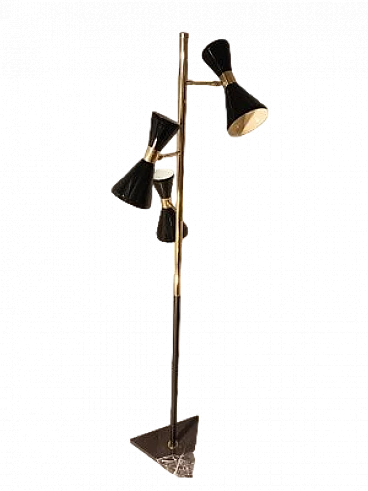 Adjustable floor lamp in brass with black marble base, 2000s