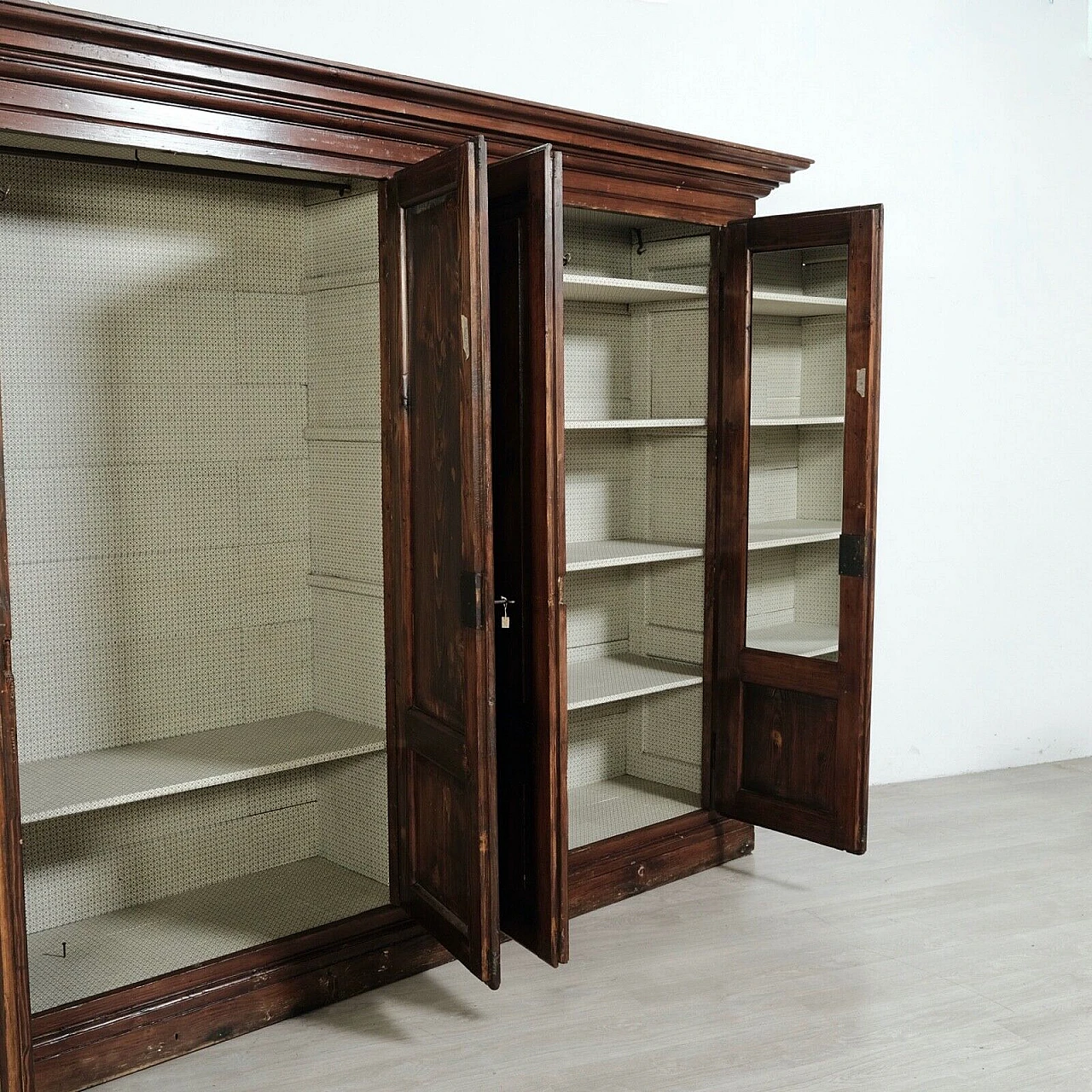 Four-door stained spruce wardrobe, second half of the 19th century 16