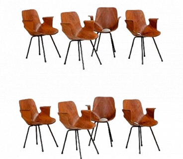 8 Medea chairs with armrests by V. Nobili for F.lli Tagliabue, 1950s