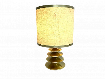 Brass table lamp with cylindrical shade, 1970s