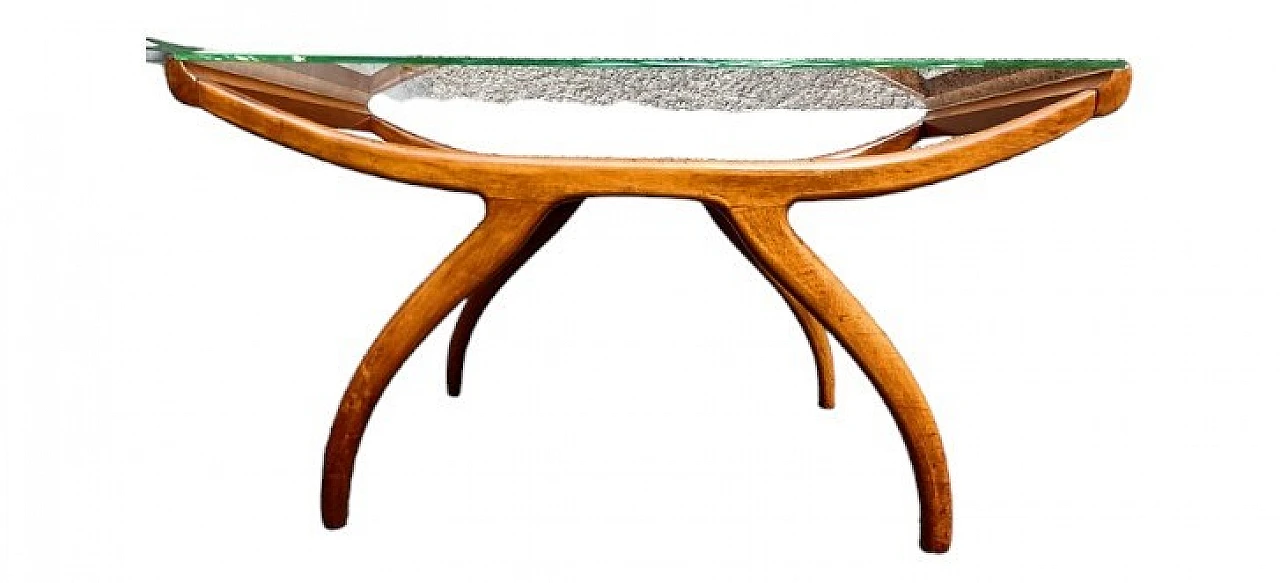 Side table in glass & wood attributed to Ico & Luisa Parisi, 1950s 7