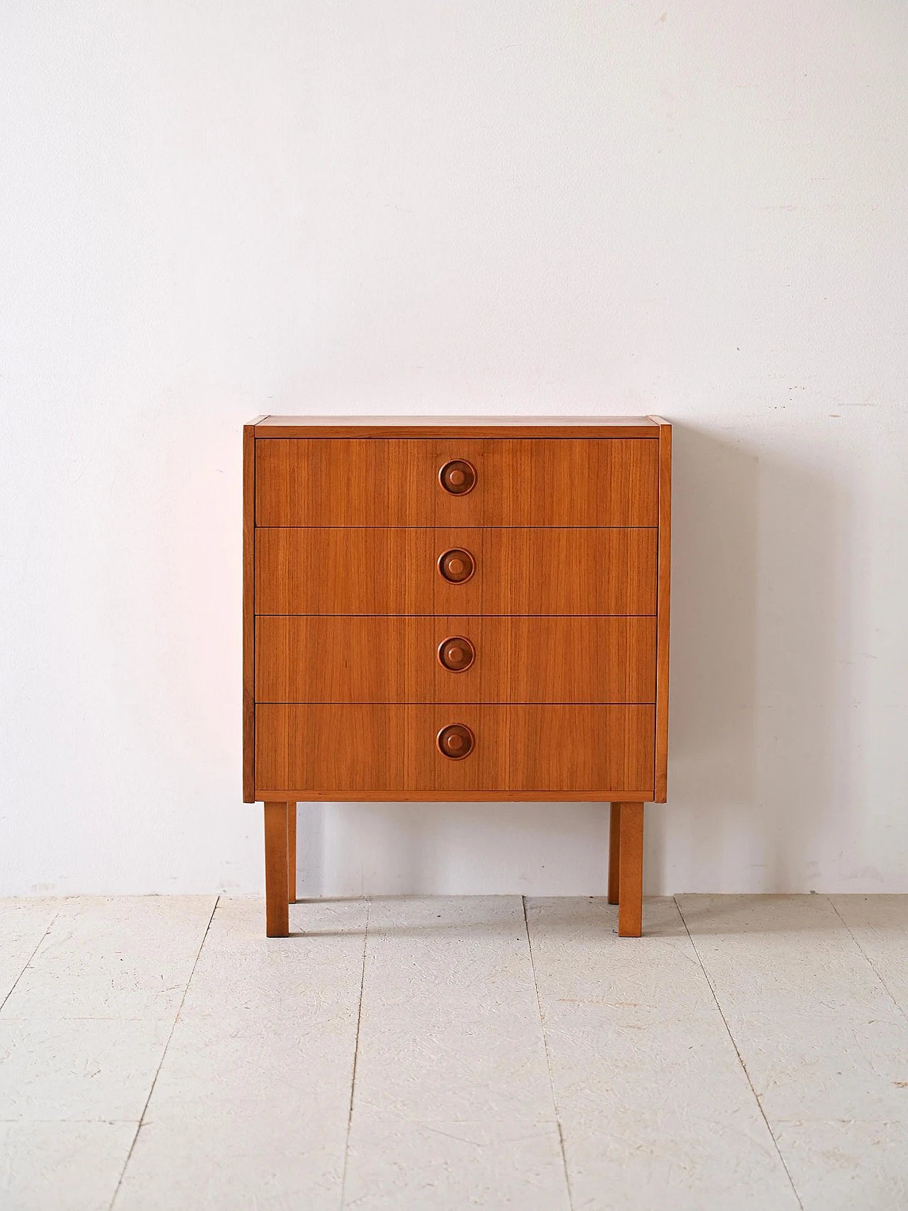 Cassettiera in teak con quattro cassetti, anni '60 2