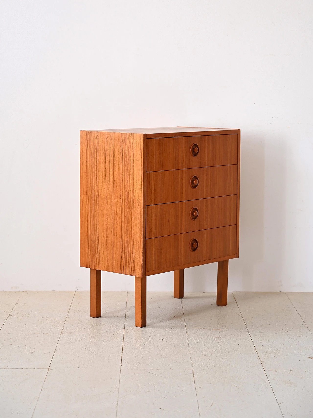 Cassettiera in teak con quattro cassetti, anni '60 3