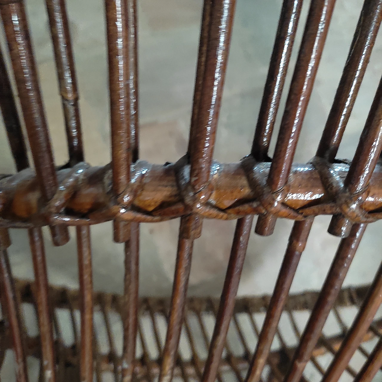 Pair of wicker and bentwood armchairs by F. Albini, 1960s 10