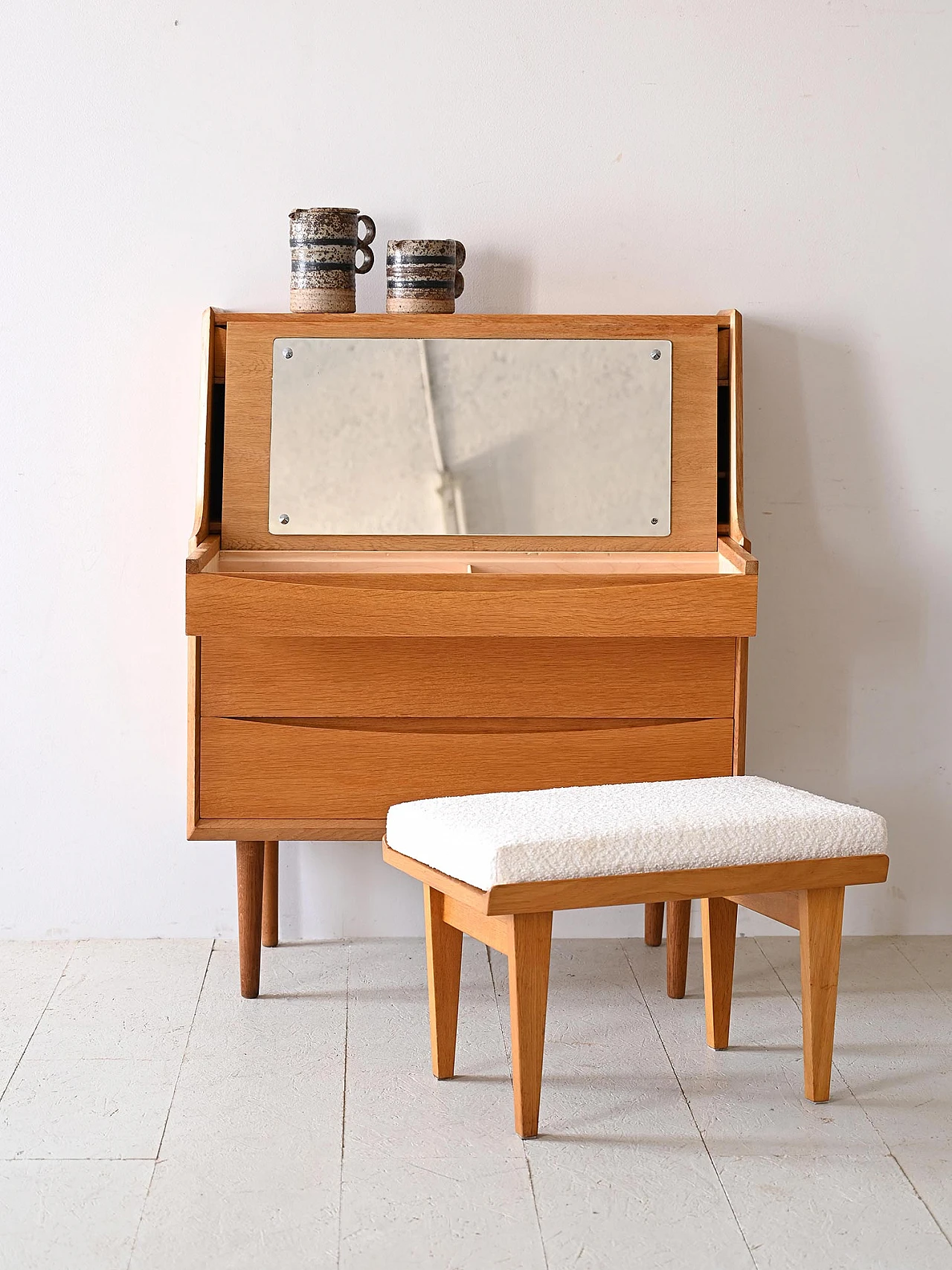 Scandinavian oak chest of drawers with desk, 1960s 3