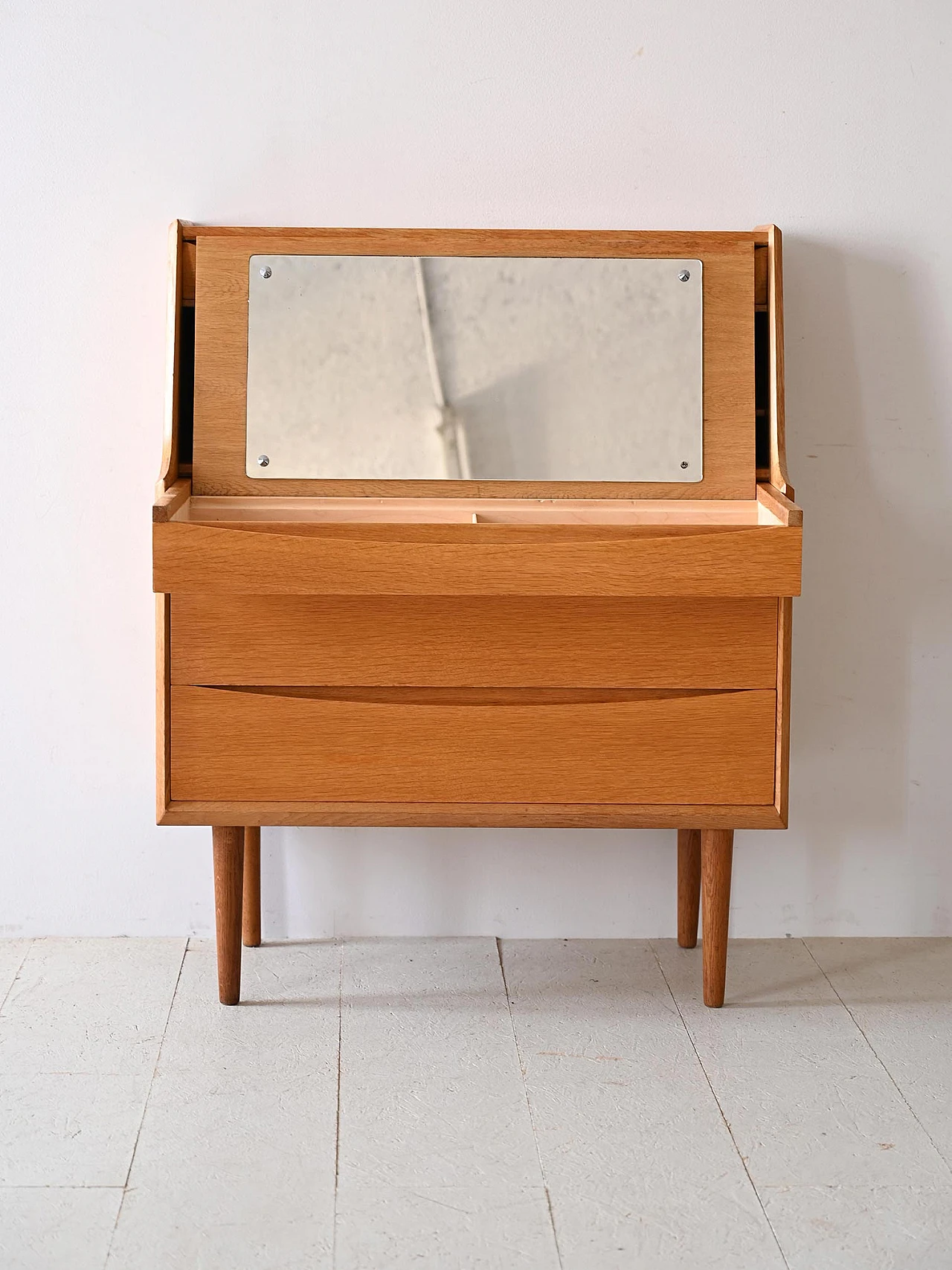 Scandinavian oak chest of drawers with desk, 1960s 4