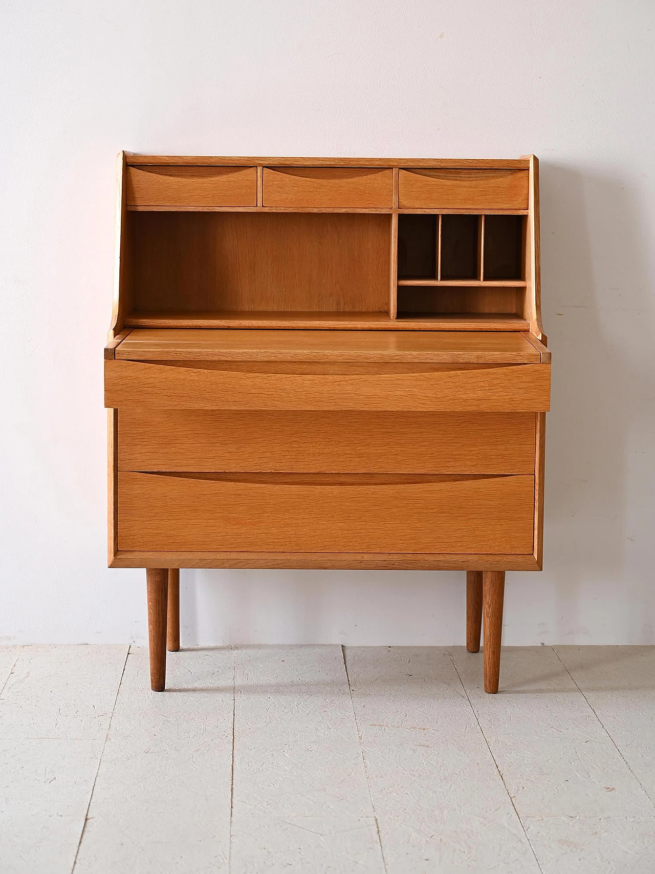 Scandinavian oak chest of drawers with desk, 1960s 5