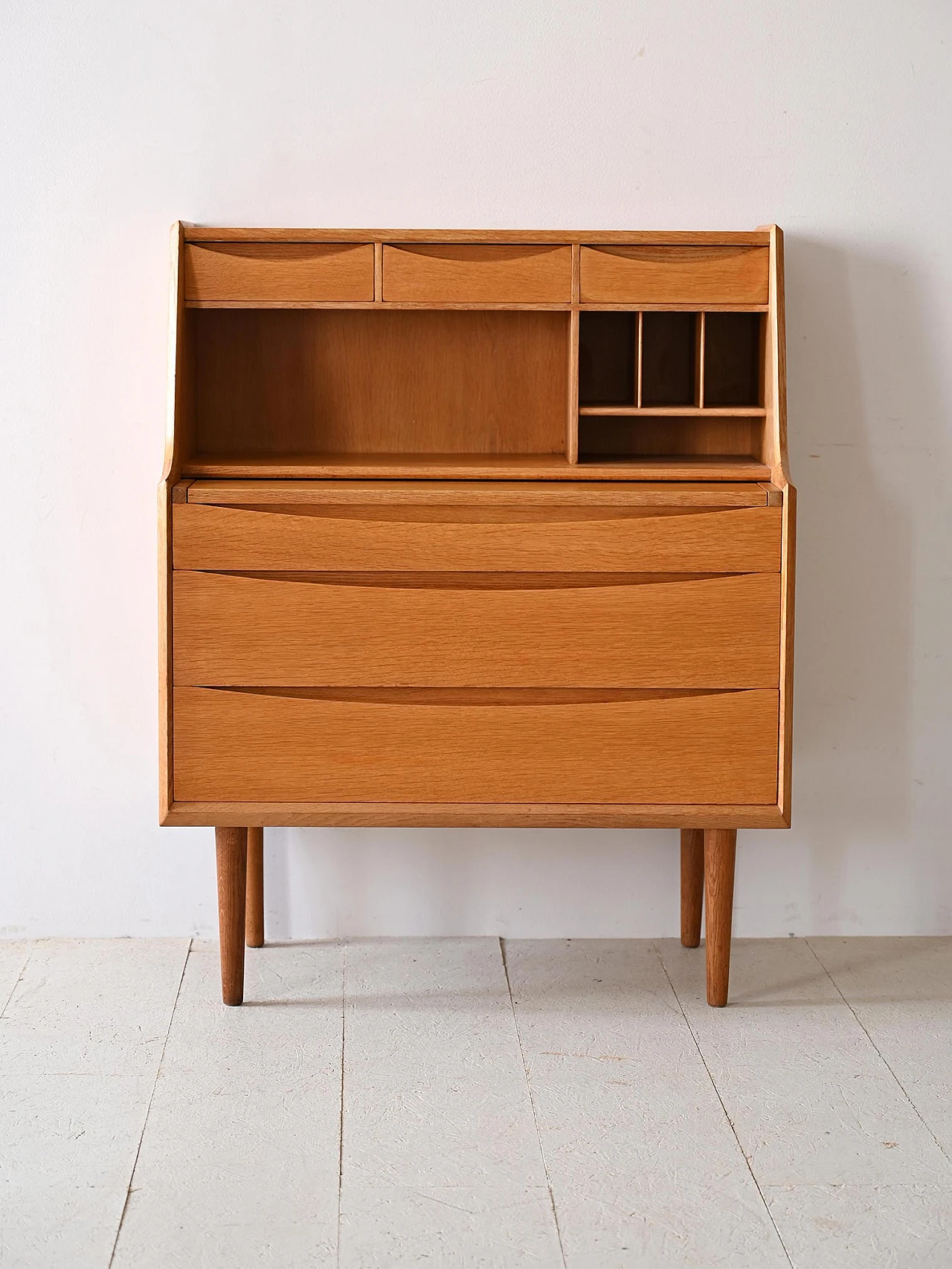 Scandinavian oak chest of drawers with desk, 1960s 6