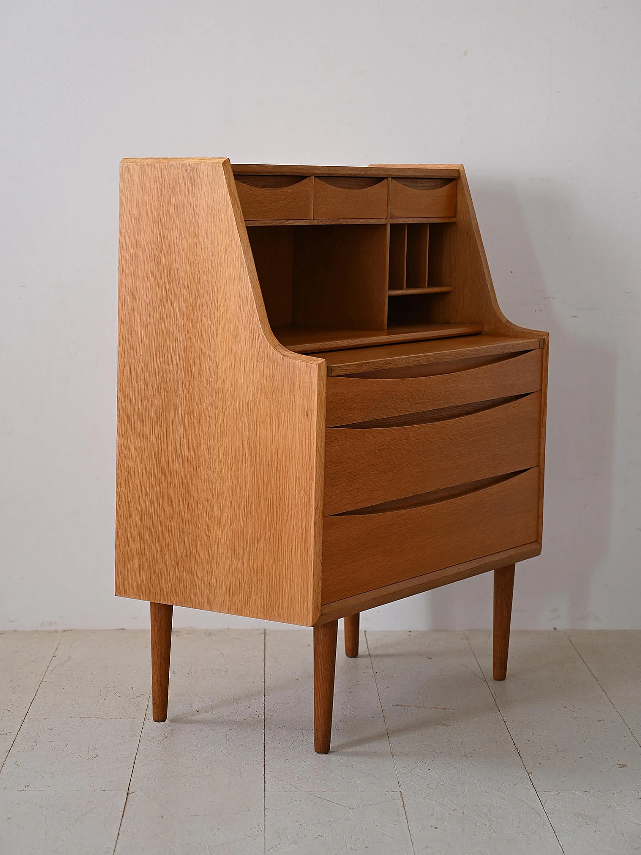 Scandinavian oak chest of drawers with desk, 1960s 7