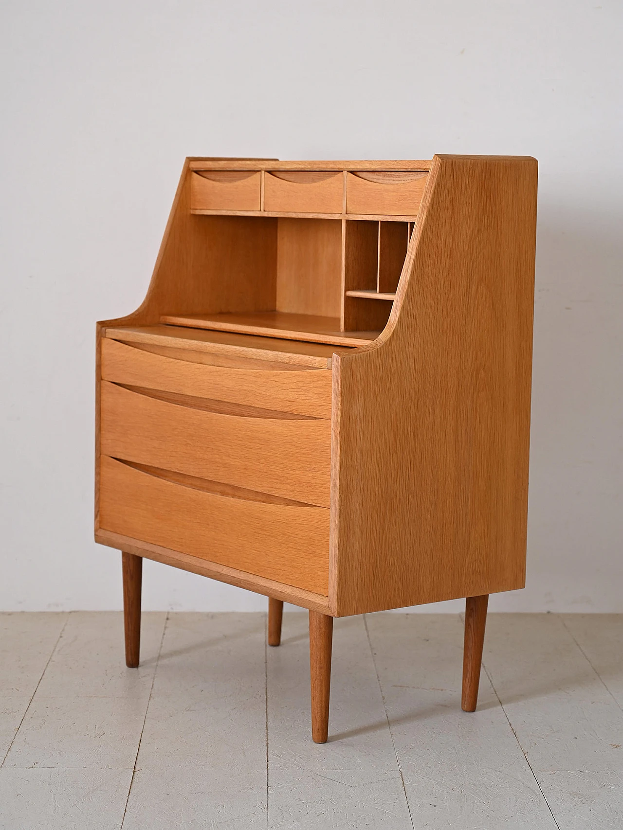 Scandinavian oak chest of drawers with desk, 1960s 8