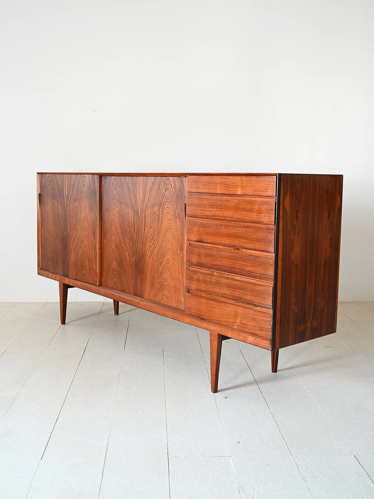 Credenza danese in palissandro con ante e cassetti, anni '60 6