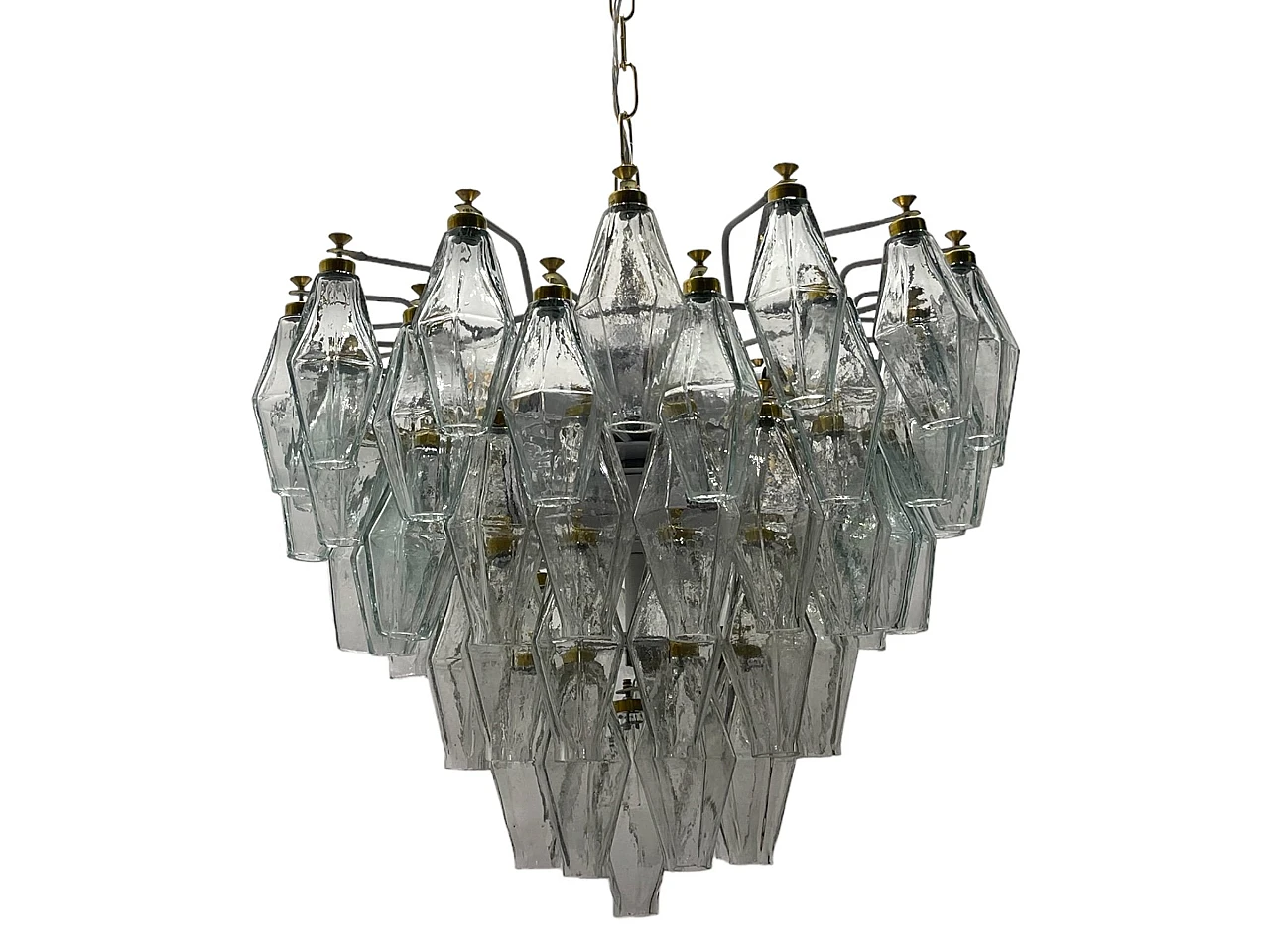 Poliedri style Murano glass chandelier with polygons, 1980s 1