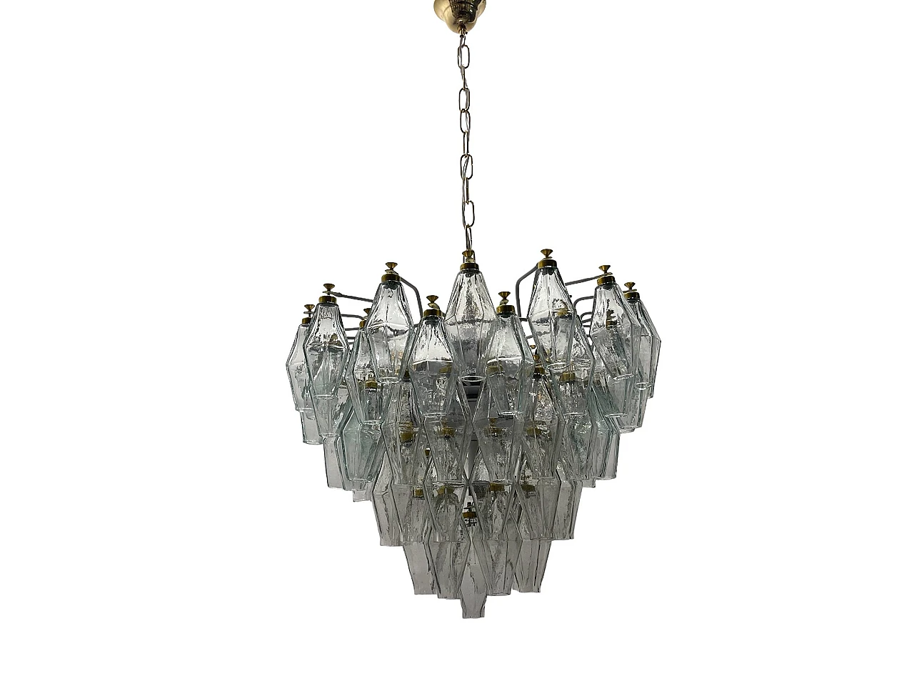 Poliedri style Murano glass chandelier with polygons, 1980s 2