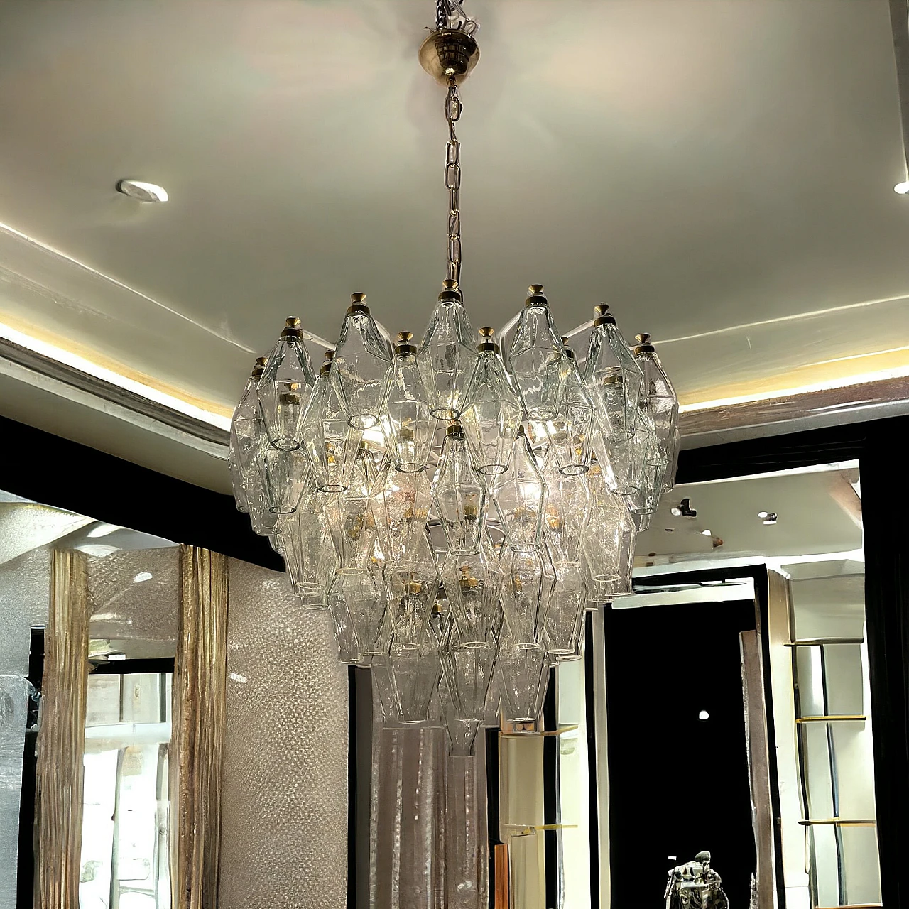 Poliedri style Murano glass chandelier with polygons, 1980s 7