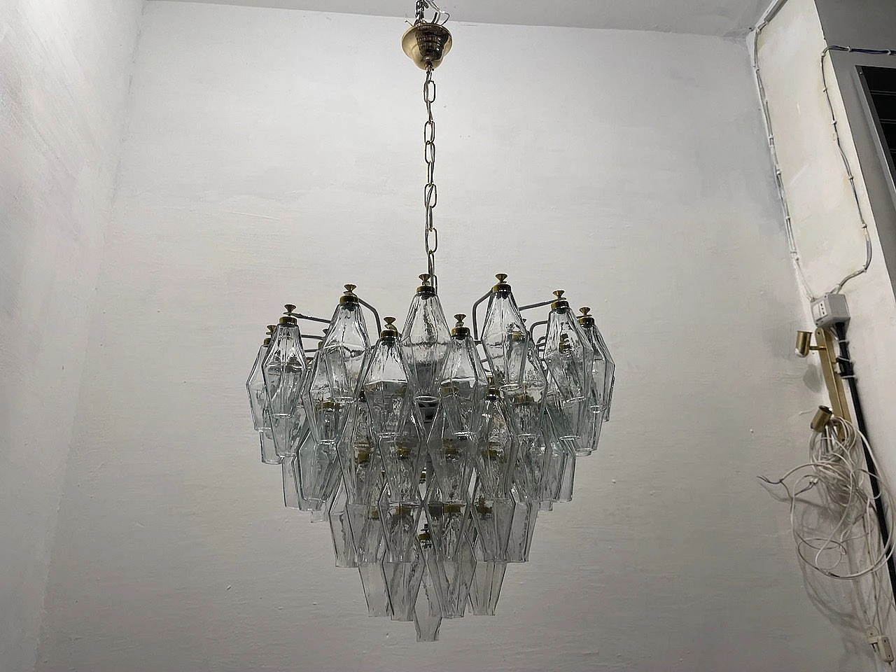 Poliedri style Murano glass chandelier with polygons, 1980s 12