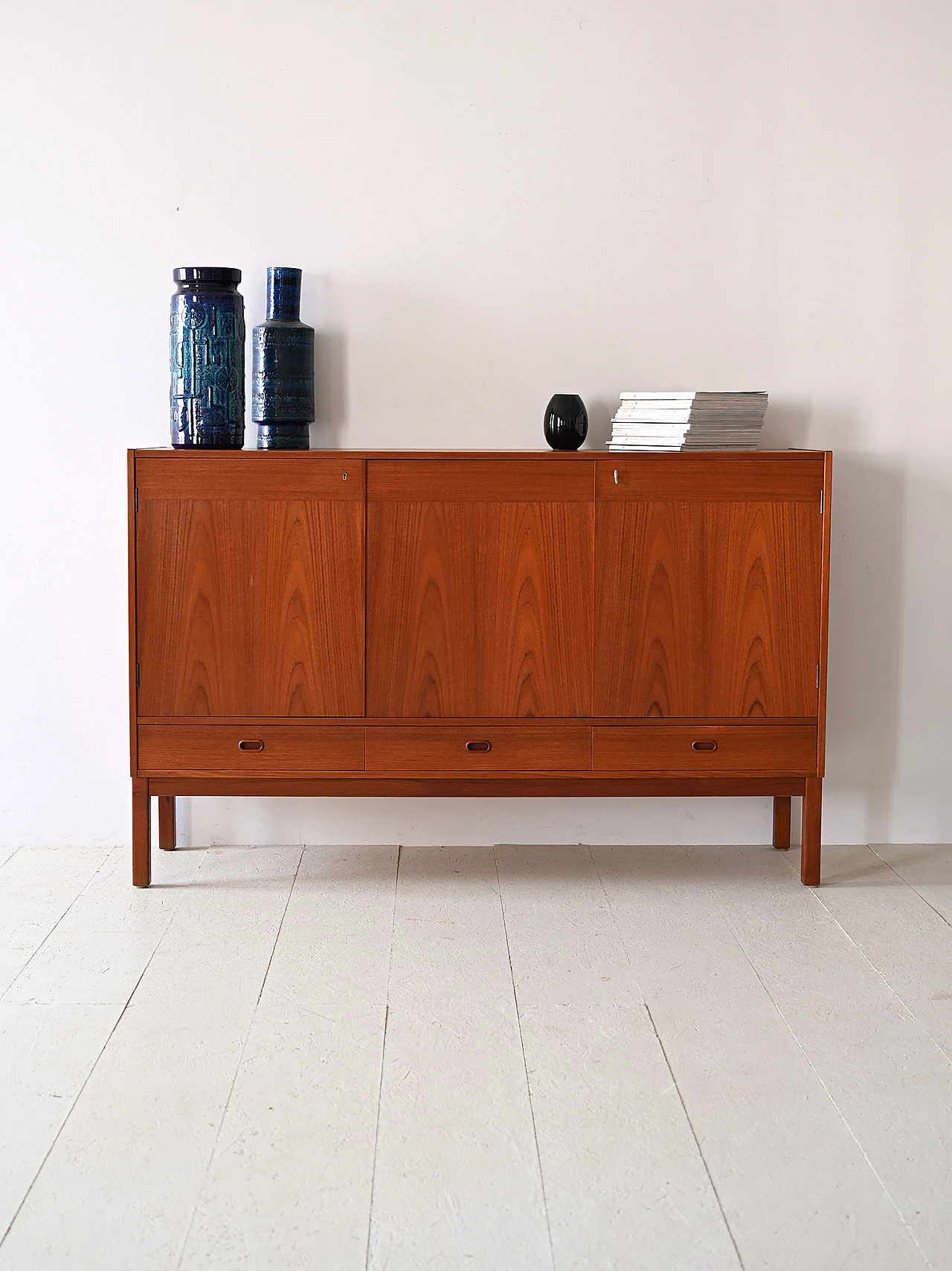 Credenza svedese in legno squadrata, anni '60 1