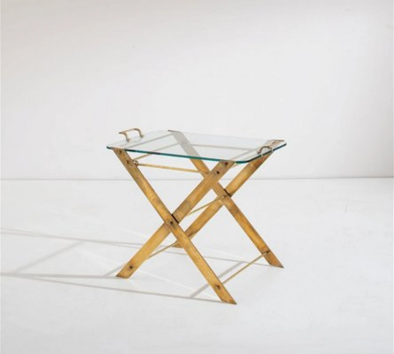 Brass & glass side table attributed to I. Gardella for Azucena, 1950s 1