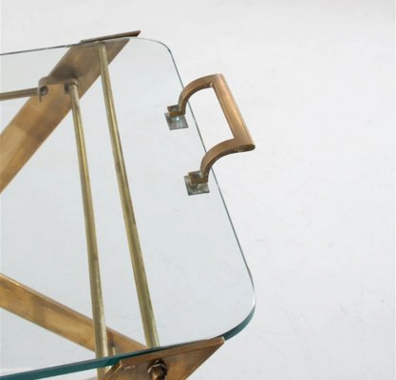 Brass & glass side table attributed to I. Gardella for Azucena, 1950s 3