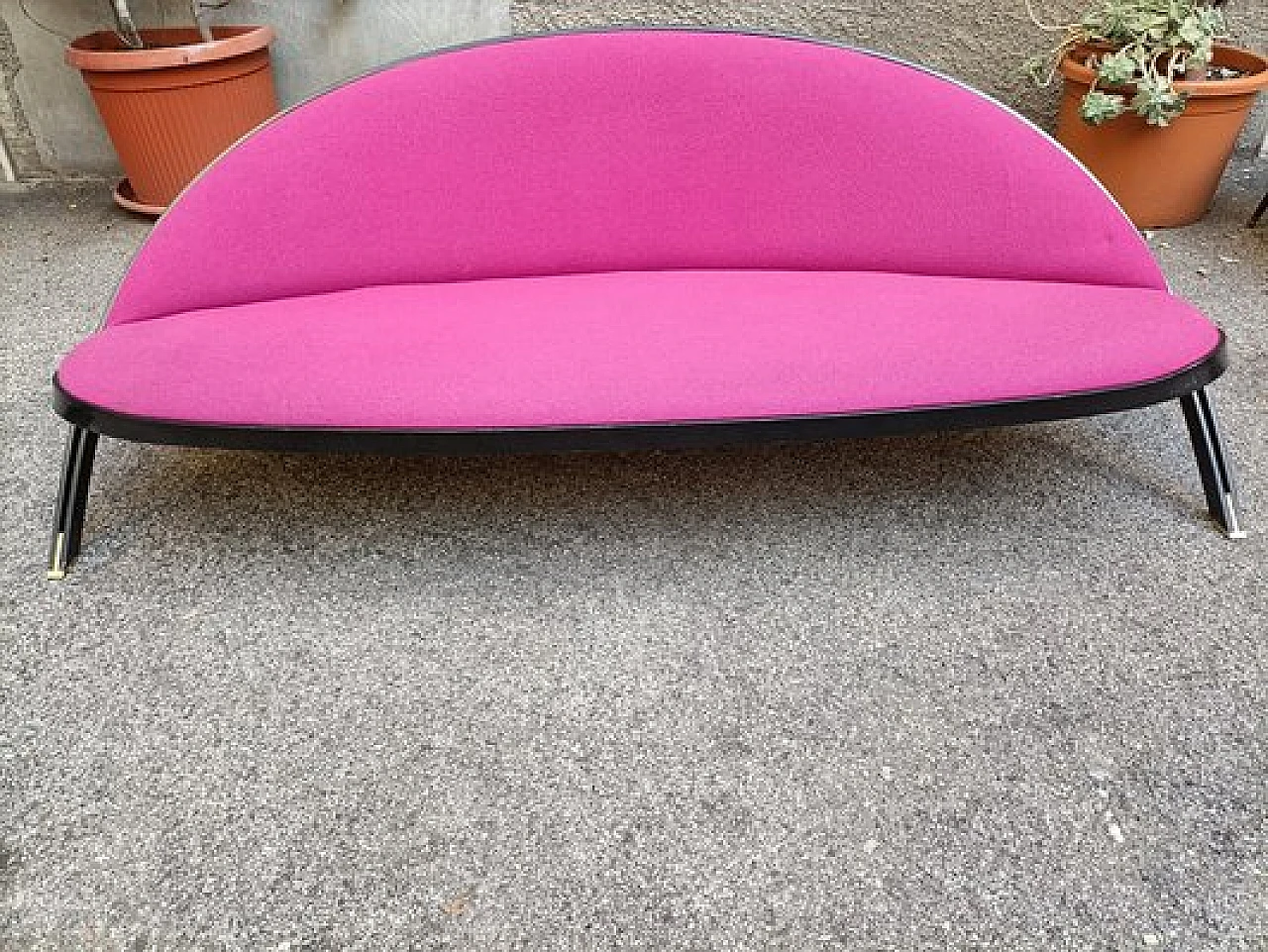 Saturn Sofa in pink fabric & iron by Gastone Rinaldi for Rima, 1950s 1