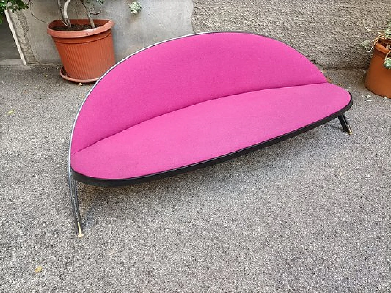 Saturn Sofa in pink fabric & iron by Gastone Rinaldi for Rima, 1950s 4