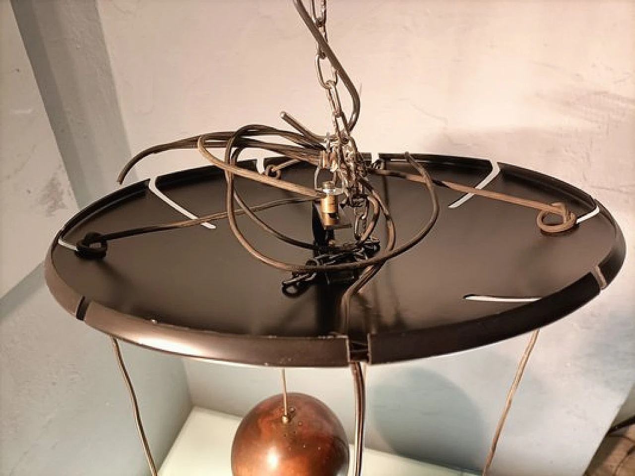 Chandelier with 5 copper spheres by Gino Sarfatti for Arteluce, 1950s 5