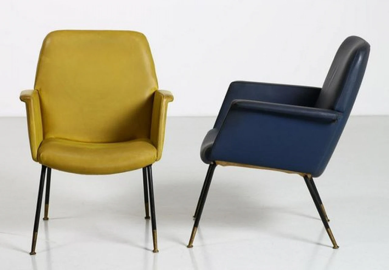 Pair of faux leather armchairs by G. Rinaldi for Rima, 1950s 1