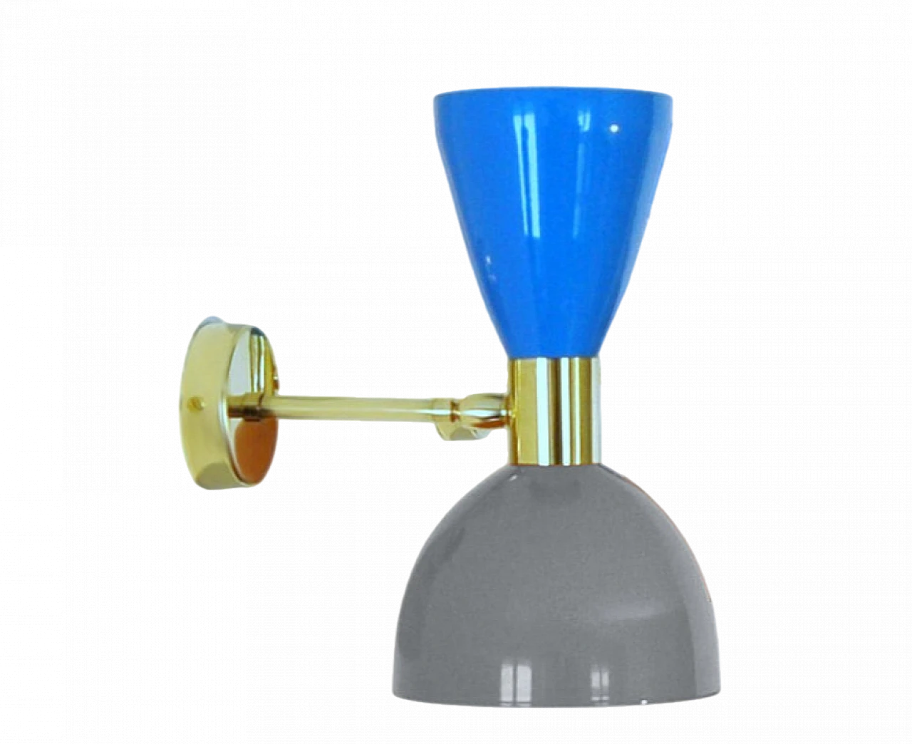 Wall light with blue and grey double cone lampshade 9