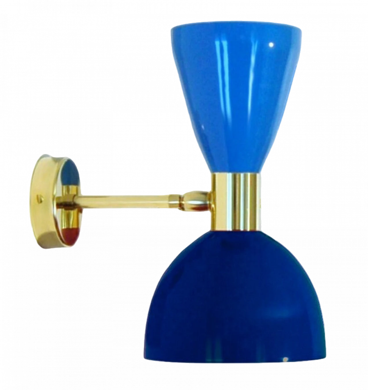 Wall light with blue and light blue double cone lampshade 10