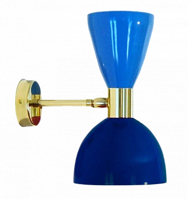 Wall light with blue and light blue double cone lampshade