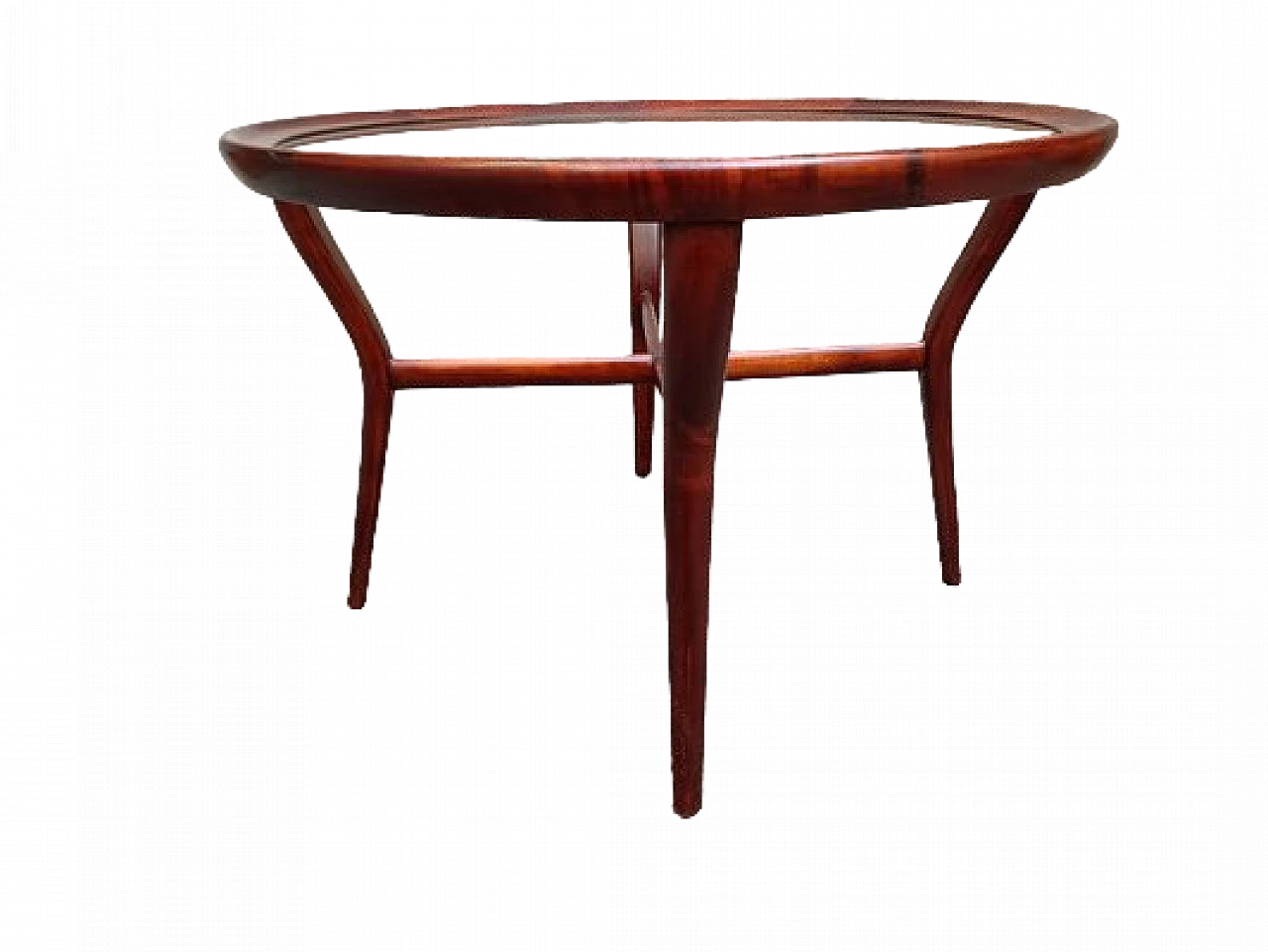 Round coffee table in rosewood & glass by Cesare Lacca, 1950s 5