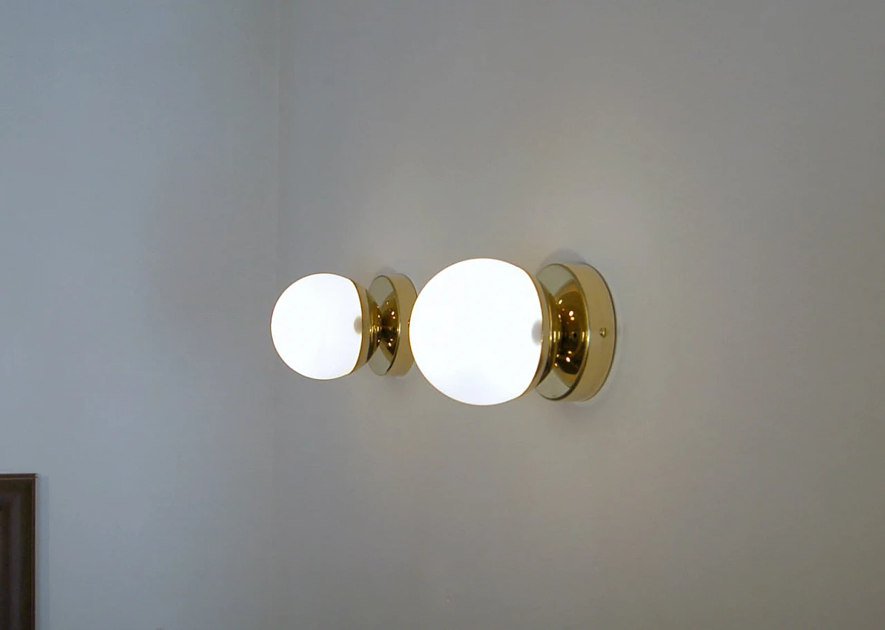 Brass and glass sphere wall lamp 1