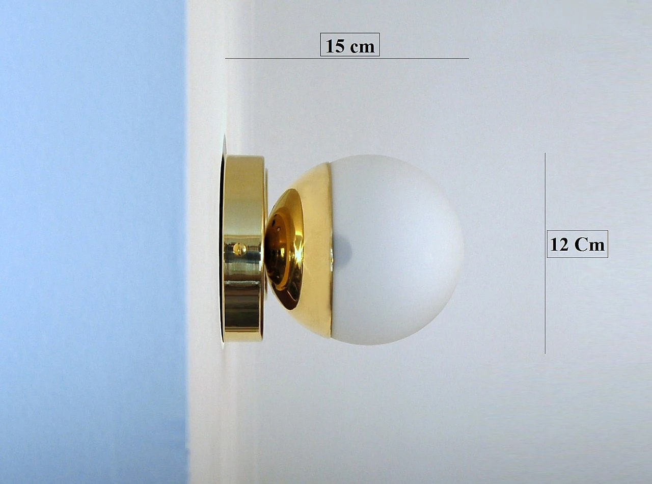 Brass and glass sphere wall lamp 3