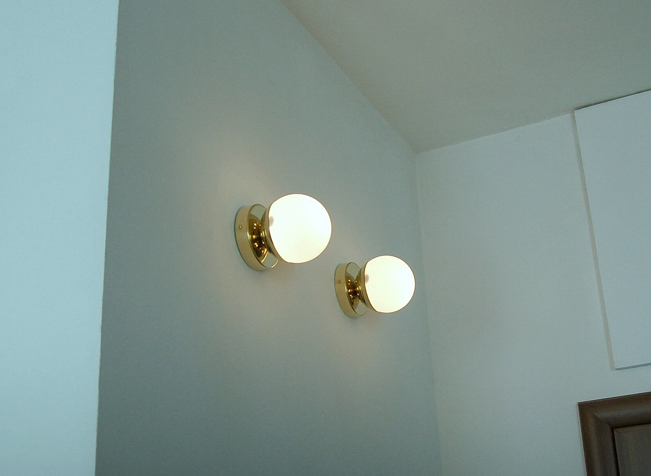 Brass and glass sphere wall lamp 7