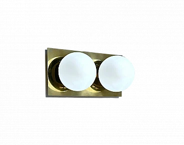 Double sphere glass wall light with brass plate