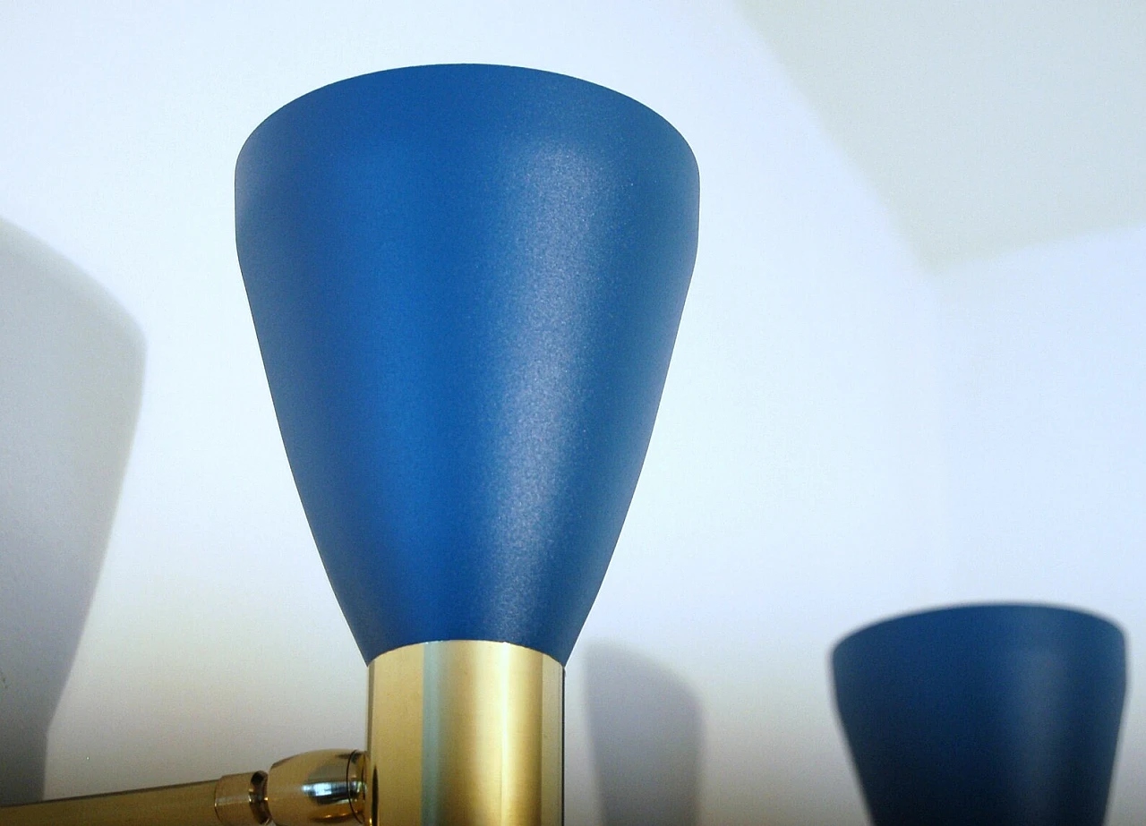 Wall light with double cone shade in matt blue 3