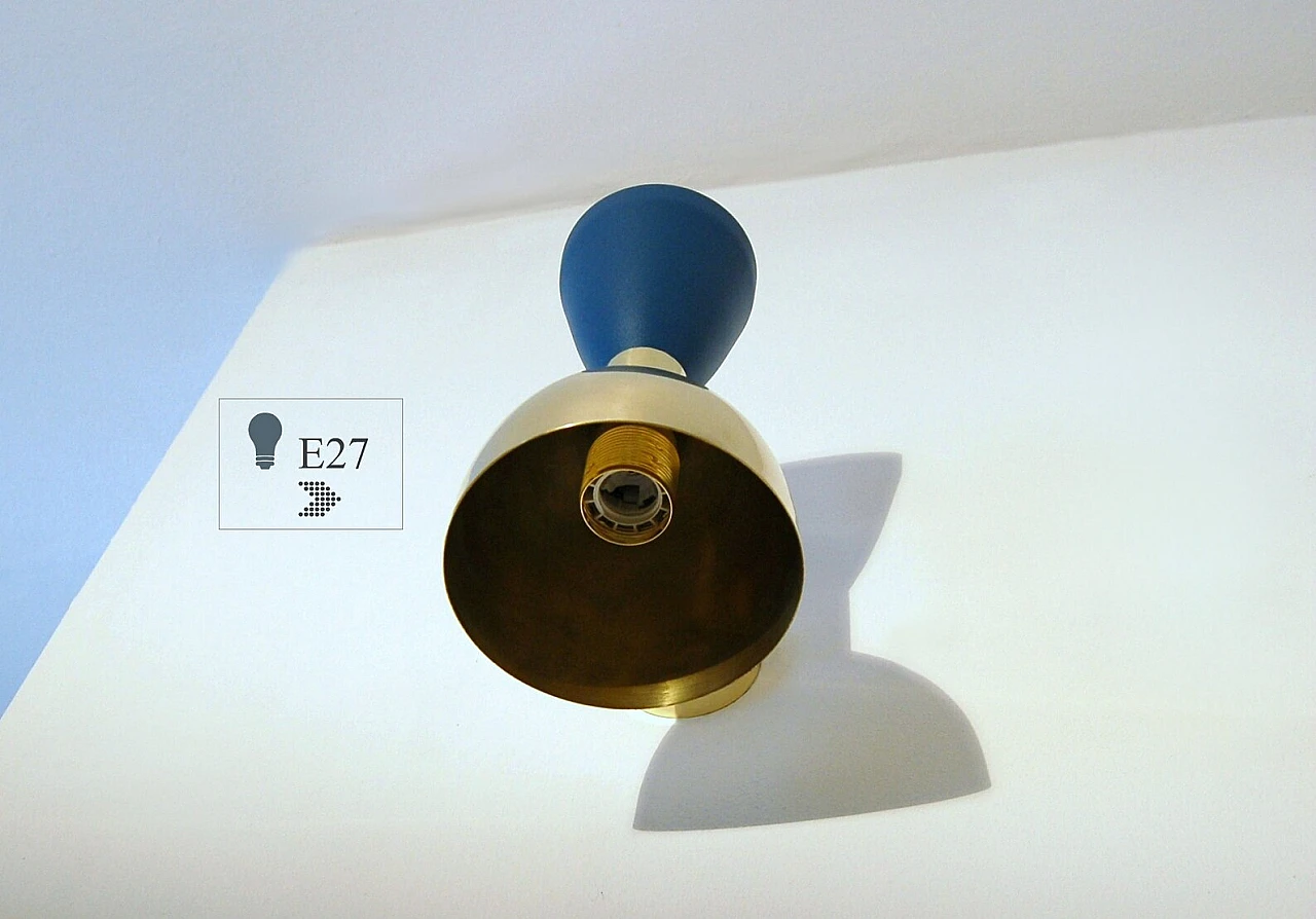 Wall light with double cone shade in matt blue 6