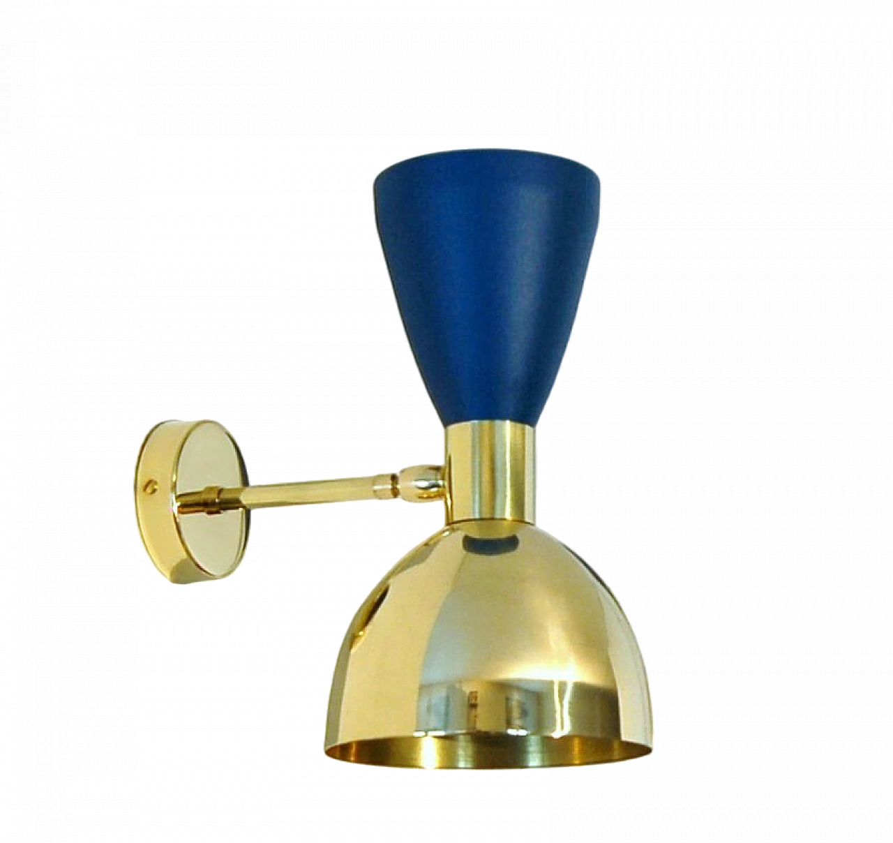 Wall light with double cone shade in matt blue 11