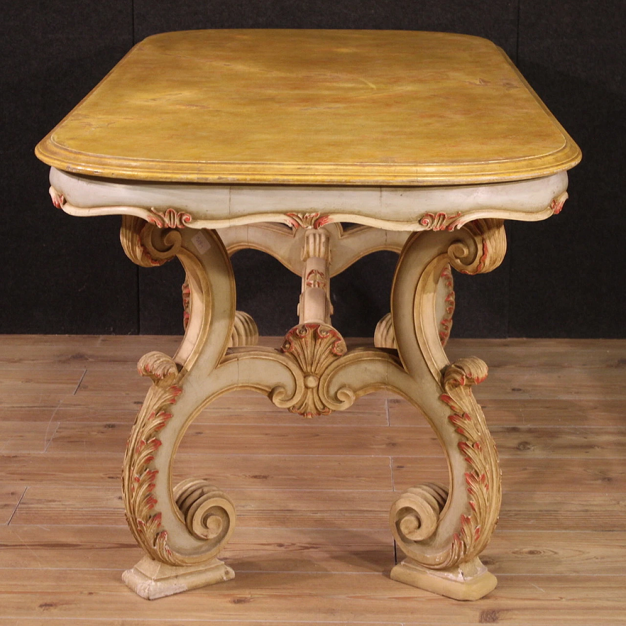 Venetian style lacquered and painted wood table, 1960s 7