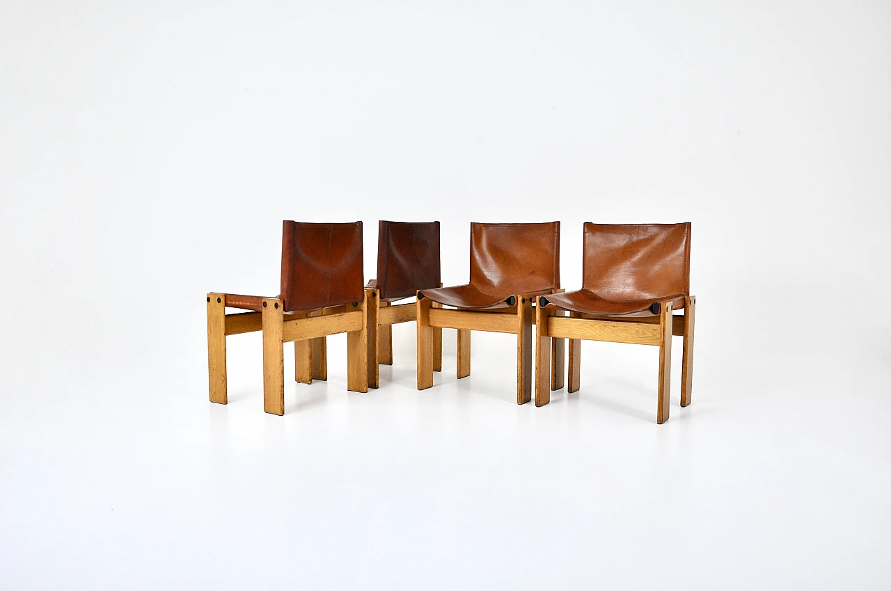 4 Monk chairs by T. and A. Scarpa for Molteni, 1970s 1